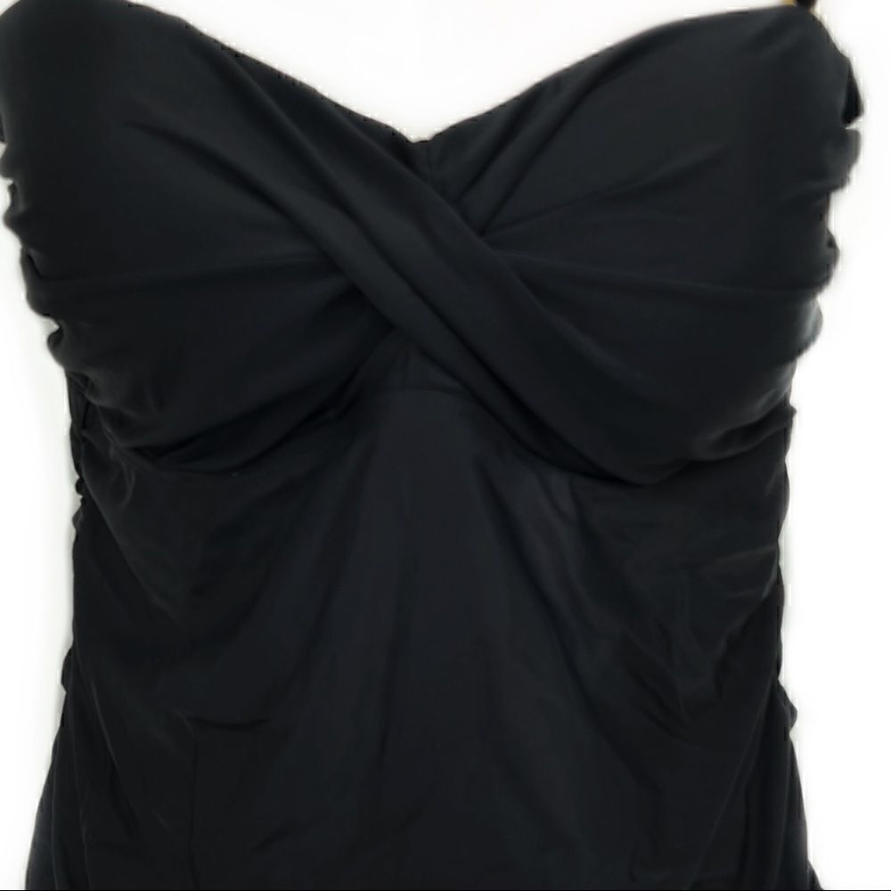 2bamboo Black Ruche Side Strapless w/ Strap Shapewear Tankini Bikini Top XXL - Picture 2 of 4